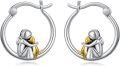 wholesale 925 Sterling Silver Angel Hug Hoop Earrings with Gold Accents-0-0
