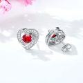 wholesale 925 Sterling Silver Birthstone Heart Stud Earrings Jewelry Gifts for Women-0-20