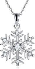 wholesale 925 Sterling Silver Snowflake Pendant Necklace with Cubic Zirconia Stones - Elegant Winter  for Her-0-0
