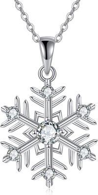 wholesale 925 Sterling Silver Snowflake Pendant Necklace with Cubic Zirconia Stones - Elegant Winter  for Her-Snowflake