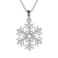 wholesale 925 Sterling Silver Snowflake Pendant Necklace Wholesale with Cubic Zirconia Stones - Elegant Winter  for Her-0-0