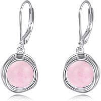 wholesale Sterling Silver Lapis Turquoise Larimar Opal Black Pearl Dangle Earrings-Rose quartz earrings