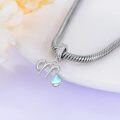 wholesale 925 Sterling Silver Heart-Shaped Blue Moonstone Initial N Charm Pendant Necklace Gift-0-52