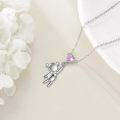 wholesale 925 Sterling Silver Heart-Shaped Pink Crystal Teddy Bear Charm Necklace - Adorable Gifts for Her-0-3