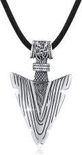 wholesale 925 Sterling Silver 925 Norse Dragon Head Arrowhead Pendant on Black Braided Leather Cord for Men-0-0