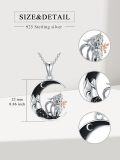 wholesale 925 Sterling Silver Crescent Moon with Wolf and Rose Necklace-0-1