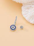 wholesale  925 Sterling Silver Cubic Zirconia Evil Eye Heart Belly Button Ring 14G 12mm-0-3