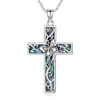 wholesale 925 Sterling Silver Cross Pendant With Abalone Shell And Gold Accents-Butterfly