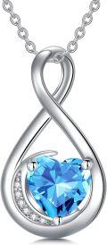 wholesale TOUPOP March Birthstone Necklace For Women Aquamarine Necklace Pendant 926 Sterling Silver Infinity Love Moon Jewelry Birthday Christmas Gifts For Women Mom Wife Girlfriend -0-0