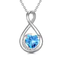 TOUPOP Sterling Silver Aquamarine Infinity Moon Pendant Necklace-0-0