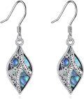 wholesale 925 Sterling Silver Metal Boho Dangle Earrings with Abalone Shell and Turquoise Stone Accents-0-0