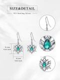 wholesale 925 Sterling Silver Teardrop Green Crystal Lotus Flower Dangle Earrings-0-1