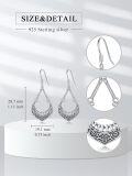 wholesale 925 Sterling Silver Teardrop Moon & Lotus Flower Drop Earrings for Women-0-1