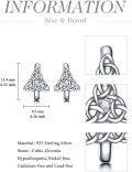 wholesale 925 Sterling Silver Triquetra Trinity Knot Studs with Cubic Zirconia - Irish Celtic  for Her-0-3