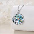 wholesale 925 Sterling Silver Tree of Life with Elephants and Heart Abalone Shell Pendant Necklace Gifts for Women-0-3