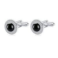 wholesale 925 Sterling Silver Black Onyx Round Studs Cufflinks for Men Formal Wear Accessories Gift Set-Moonstone