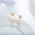 wholesale 14K Gold Freshwater Pearl Butterfly Infinity Stud Earrings for Women Gifts-0-2