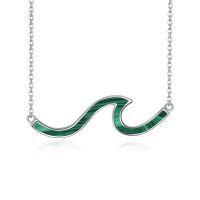 wholesale 925 Sterling Silver Wave Pendant Necklace Wholesale In Rose Gold Tone For Women Fashionable Minimalist Jewelry-Malachite