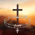 wholesale 925 Sterling Silver Faith Charm & Cross Anklet Bracelet Wholesale s for Women-0-5