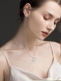 wholesale 925 Sterling Silver Double Layered Cubic Zirconia Open Heart Pendant Necklace for Women-0-1