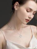 wholesale 925 Sterling Silver Double Layered Cubic Zirconia Open Heart Pendant Necklace for Women-0-1