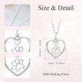 wholesale 925 Sterling Silver Heart with Paw Print Pendant Necklaces for Women Girls s-0-1