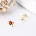 wholesale 14K Gold Red Enamel Crystal Mushroom Stud Earrings for Women Girls-0-3