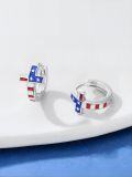 wholesale 925 Sterling Silver American Flag Cross Huggie Earrings for Women s-0-4