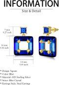 wholesale 925 Sterling Silver & Gold Plated Square Stud Earrings with Blue Crystal, Elegant Gift for Women-0-1
