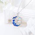 wholesale 925 Sterling Silver Ocean Wave and Whale Tail Moonstone Pendant Necklace for Women-0-1