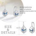 wholesale 925 Sterling Silver Blue Moonstone Dragonfly Leverback Drop Earrings for Women Girls  4cm Long-0-2
