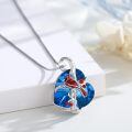 wholesale 925 Sterling Silver Cardinal Necklace With Blue Heart Pendant-0-1