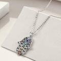 wholesale 925 Sterling Silver Evil Eye Hamsa Hand Pendant with 7 Chakra Stones - Christmas s for Women and Moms-0-4