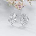 wholesale 925 Sterling Silver Rose Flower Stud Earrings with Cubic Zirconia and Rhodium Plating-0-1