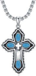 wholesale Sterling Silver Cross Pendant w Jade Red Agate Lapis Turquoise for Women-0-0