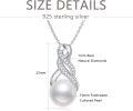 wholesale 925 Sterling Silver Infinity Freshwater Pearl and Cubic Zirconia Pendant Necklace for Women-0-4