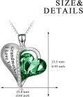 wholesale 925 Sterling Silver Green Austrian Crystal Heart Grandmother Love You Pendant Necklace Gift for Women Girls-0-2