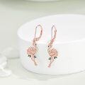 wholesale 925 Sterling Silver Plated Rose Gold  Flamingo & Rose Drop Earrings for Women Gift Ideas-0-2