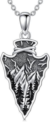 wholesale 925 Sterling Silver Arrowhead Necklace with Mountain Wave Pendant - Nature Inspired Jewelry for Women and Girls-Mountain