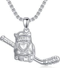 wholesale 925 Sterling Silver Bauer Ice Hockey Stick Pendant Necklace  for Men-Hockey