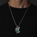wholesale 925 Sterling Silver Oxidized Eagle Pendant Necklace With Turquoise Stone For Men-0-1