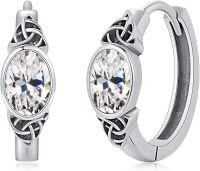 wholesale Sterling Silver Celtic Knot Hoop Earrings with Cubic Zirconia-Earrings-04 April