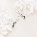 wholesale 925 Sterling Silver Green Stone Flower Design Leverback Earrings-0-4