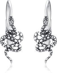 wholesale 925 Sterling Silver Animal Leverback Hoop Earrings Axolotl Cat Sloth Dog Fox Huggie Hypoallergenic Jewelry Gifts for Women Teens-Snake