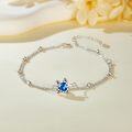 wholesale 925 Sterling Silver Blue Crystal Turtle Charm Anklet for Women-0-3