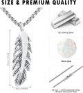 wholesale 925 Sterling Silver White Fire Opal Feather Pendant Necklace for Women Girls Native American Style s 45cm Chain Length-0-4