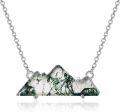 wholesale 925 Sterling Silver Natural Moss Agate Mountain Range Teardrop Pendant Necklace-0-0