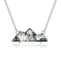 wholesale 925 Sterling Silver Natural Moss Agate Mountain Range Teardrop Pendant Necklace-0-0