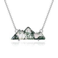 wholesale 925 Sterling Silver Natural Moss Agate Mountain Range Teardrop Pendant Necklace-Mountain Moss Agate Necklace