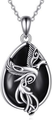 wholesale 925 Sterling Silver Black Onyx Phoenix Bird Necklace Pendant s for Women-Phoenix 3